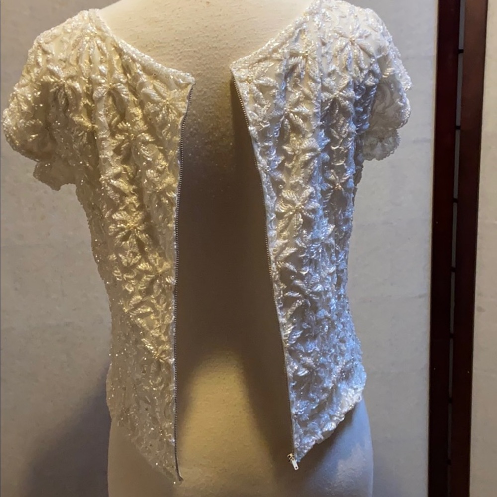 White Sequence Formal Blouse - image 5